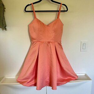 Coral / Peach Formal Mini Skater Dress with bow detail NEW with tags size S